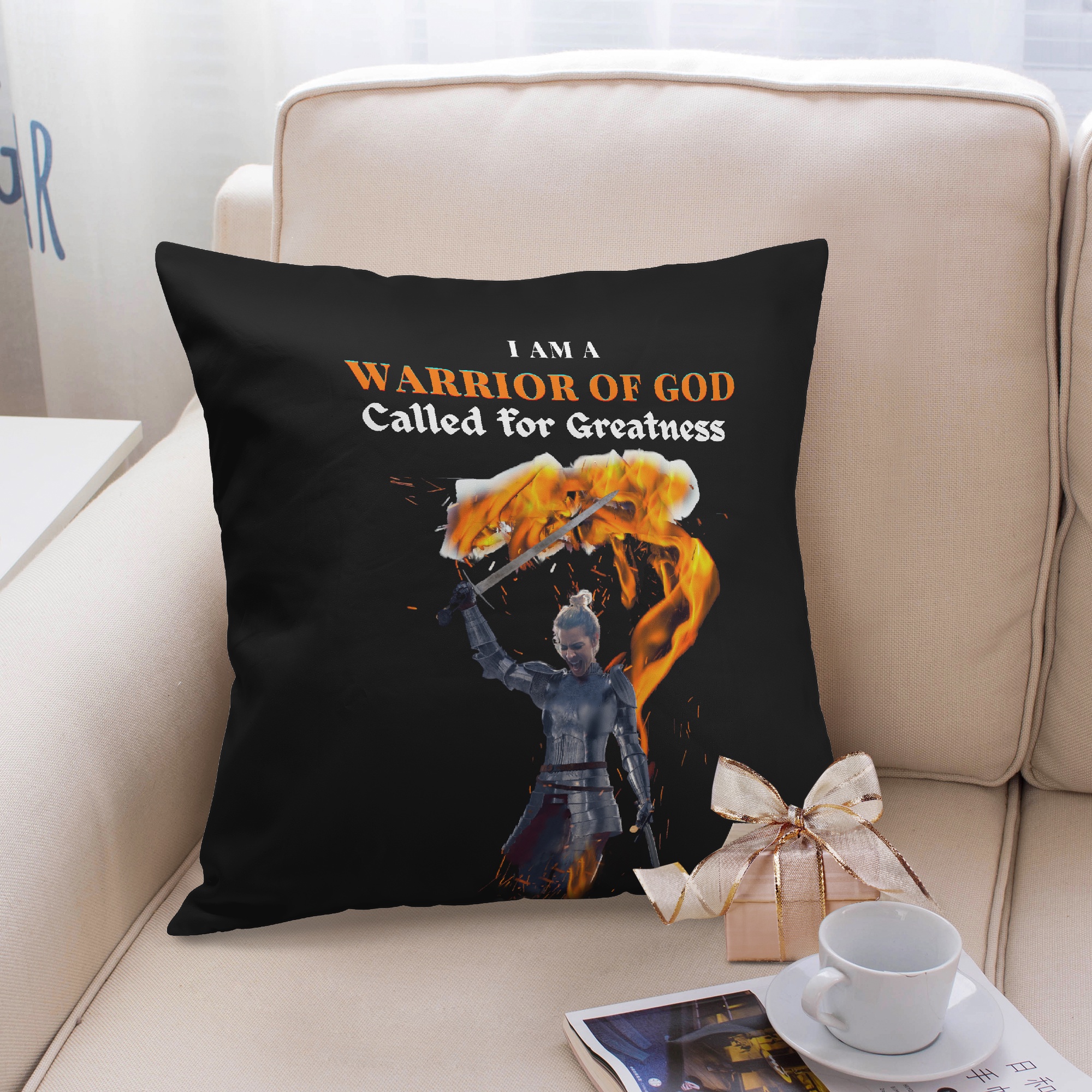 Warrior of God Women's 18'' Square Pillow Cover